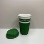Стакан керамический с силиконовой крышкой UKC 400 мл Starbucks 9703 зеленый с белым