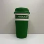 Стакан керамический с силиконовой крышкой UKC 400 мл Starbucks 9703 зеленый с белым