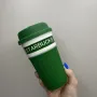 Стакан керамический с силиконовой крышкой UKC 400 мл Starbucks 9703 зеленый с белым
