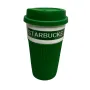 Стакан керамический с силиконовой крышкой UKC 400 мл Starbucks 9703 зеленый с белым