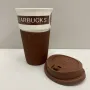 Стакан керамический с силиконовой крышкой 400 мл Starbucks 9703 коричневый с белым