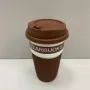 Стакан керамический с силиконовой крышкой 400 мл Starbucks 9703 коричневый с белым
