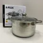 Каструля з нержавіючої сталі 6.5 л зі скляною кришкою A-PLUS 2169