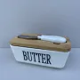 Маслянка фарфорова з ножем 15х8,6х6,4 см Butter Interos PJ03629