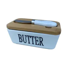 Масленка фарфоровая с ножом 15х8,6х6,4 см Butter Interos PJ03629 Масленка фарфоровая с ножом 15х8,6х6,4 см Butter Interos PJ03629