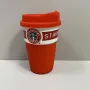 Стакан керамічний із силіконовою кришкою UKC 360 мл Starbucks 9702 червоний з білим