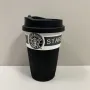 Стакан керамический с силиконовой крышкой UKC 360 мл Starbucks 9702 черный с белым