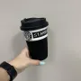 Стакан керамический с силиконовой крышкой UKC 360 мл Starbucks 9702 черный с белым
