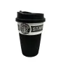 Стакан керамический с силиконовой крышкой UKC 360 мл Starbucks 9702 черный с белым