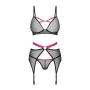 Комплект білизни з поясом для панчох Obsessive Novenes 3-pcs set XS/S (SX0616)