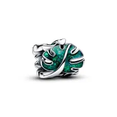 Серебряная бусина No Brand Зелёный лист монстеры 793332C01