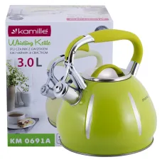 Чайник со свистком зеленый 3л из нержавеющей стали Kamille KL225938