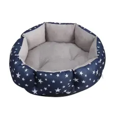 Лежак для котів собак круглий No Brand SY-2022-1208 Blue Stars S 40х18х12 см