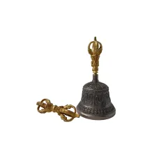 Тибетський дзвіночок + Ваджра Rao M 2 предмети Золотисто-сірий (11884)