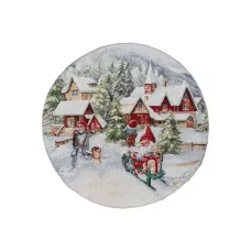 Серветка кругла Прованс Снігова зима 35 см Різнокольоровий