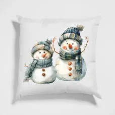 Подушка з новорічним принтом Кавун Пара сніговиків 40x40 см Різнокольоровий Подушка з новорічним принтом Кавун Пара сніговиків 40x40 см Різнокольоровий