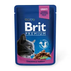Влажный корм для кошек Brit Premium Cat pouch с курицей и индейкой 100 г (100273 /506019) Влажный корм для кошек Brit Premium Cat pouch с курицей и индейкой 100 г (100273 /506019)