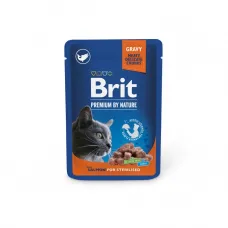 Влажный корм для стериализованных котов Brit Premium Sterilised pouch с лососем в желе 100 г (111833) Влажный корм для стериализованных котов Brit Premium Sterilised pouch с лососем в желе 100 г (111833)