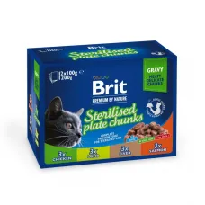 Вологий корм для стерилізованих котів Brit Premium Sterilised pouch асорті з 4 смаків 12 шт 100 г (111834)