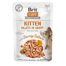 Влажный корм для котят Brit Care Cat Fillets in Gravy with Savory Salmon с лососем в желе 85 г (101046)