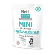 Сухий корм для дорослих собак мініатюрних порід Brit Care GF Mini Light & Sterilised із кроликом 400 г (170786/1074)