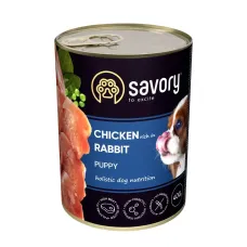 Вологий корм для цуценят всіх порід Savory з кроликом та куркою 400 г (30587) Вологий корм для цуценят всіх порід Savory з кроликом та куркою 400 г (30587)
