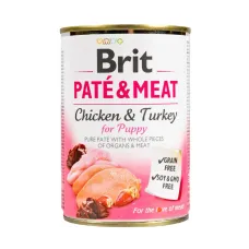 Вологий корм для цуценят Brit Pate & Meat Chicken з куркою та індичкою 400 г (100862/100079/7448)