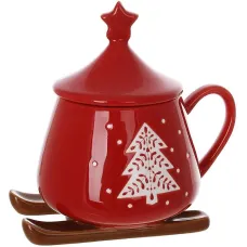Чашка с крышкой BonaDi Santa sleigh Разноцветный 300 мл DP230945 Чашка с крышкой BonaDi Santa sleigh Разноцветный 300 мл DP230945