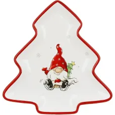 Новорічна тарілка Gnomes on a sled 20,5х21 см у формі ялинки BonaDi Різнокольоровий DP232364 Новорічна тарілка Gnomes on a sled 20,5х21 см у формі ялинки BonaDi Різнокольоровий DP232364