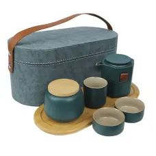 Дорожній набір для чайної церемонії No Brand 45521 Dark Green 7 шт 12953-83107 Дорожній набір для чайної церемонії No Brand 45521 Dark Green 7 шт 12953-83107
