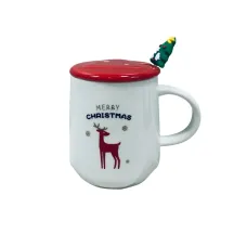 Чашка керамічна з кришкою OLens 102-1085 360 мл Олень Merry Christmas Чашка керамічна з кришкою OLens 102-1085 360 мл Олень Merry Christmas