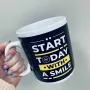 Чашка керамическая OLens 3235 800 мл Start today with a smile XXL