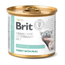 Вологий корм Brit GF VetDiet Struvite для котів при сечокам'яній хворобі з індичкою та горохом 200 г (100713/9863) (16089)
