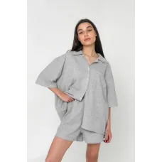 Вафельна піжама Perfect Female Сірий XL (184PJ-4ShS-gr)