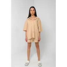 Вафельна піжама Perfect Female Бежевий L (184PJ-4ShS-bg)