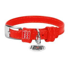 Нашийник для собак WAUDOG Glamour з QR паспортом M 30-39 см Червоний (Collar32933)