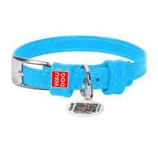 Нашийник для собак WAUDOG Glamour з QR паспортом XS 21-29 см Блакитний (Collar32562)