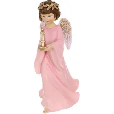 Декоративна фігурка Bona Angel in pink with a candle 21 см Різнокольоровий (261568)