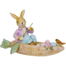 Декоративна фігурка Bona Rabbit in a boat-carrot 17 см Різнокольоровий (261575)
