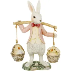 Декоративна фігурка Bona Rabbit with Chickens 17 см Різнокольоровий (261576)