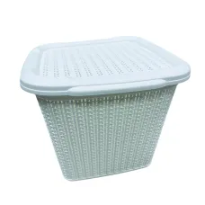 Корзина пластиковая с крышкой Ucsan Plastik М-071 30,5x32x25 см 15 л Белый