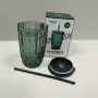 Стакан с крышкой LOVWISH MLJZ/L 8551 Линии 400 мл Темно-зеленый