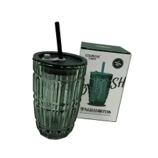 Склянка з кришкою LOVWISH MLJZ/L 8551 Лінії 400 мл Темно-зелений Склянка з кришкою LOVWISH MLJZ/L 8551 Лінії 400 мл Темно-зелений