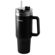 Термокухоль з ручкою та соломинкою Magio MG-1087 1.2 л Black Термокухоль з ручкою та соломинкою Magio MG-1087 1.2 л Black