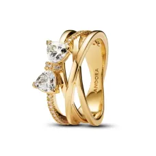 Каблучка No Brand Іскристий бант з покриттям 14k золотом 163511C01 50