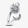 Серебряное кольцо No Brand Сияющее солнце и полусяц 192845C01 48