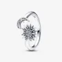 Серебряное кольцо No Brand Сияющее солнце и полусяц 192845C01 48