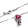 Серебряное ожерелье No Brand Красные сердца в ореоле 393658C01 60 см (2558242240)