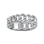 Срібна каблучка No Brand Кубинське плетіння з паве 193557C01 48 2479201506
