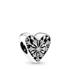 Серебряный шарм No Brand Сердце снежинка 791996CZ (1341770353)